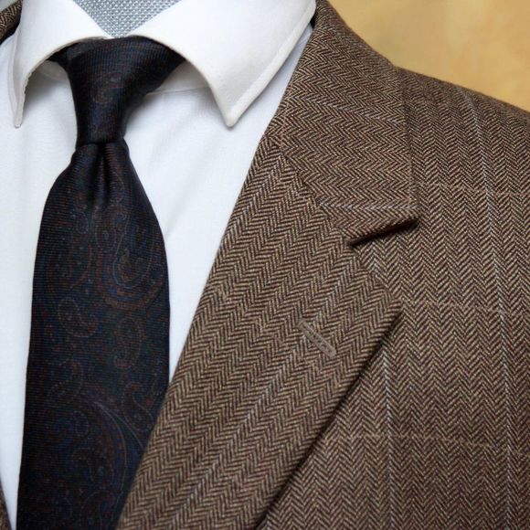 48R JOS A BANK Sportcoat Blazer Jacket Wool 3-Btn Brown Plaid C060494 - Picture 5 of 9